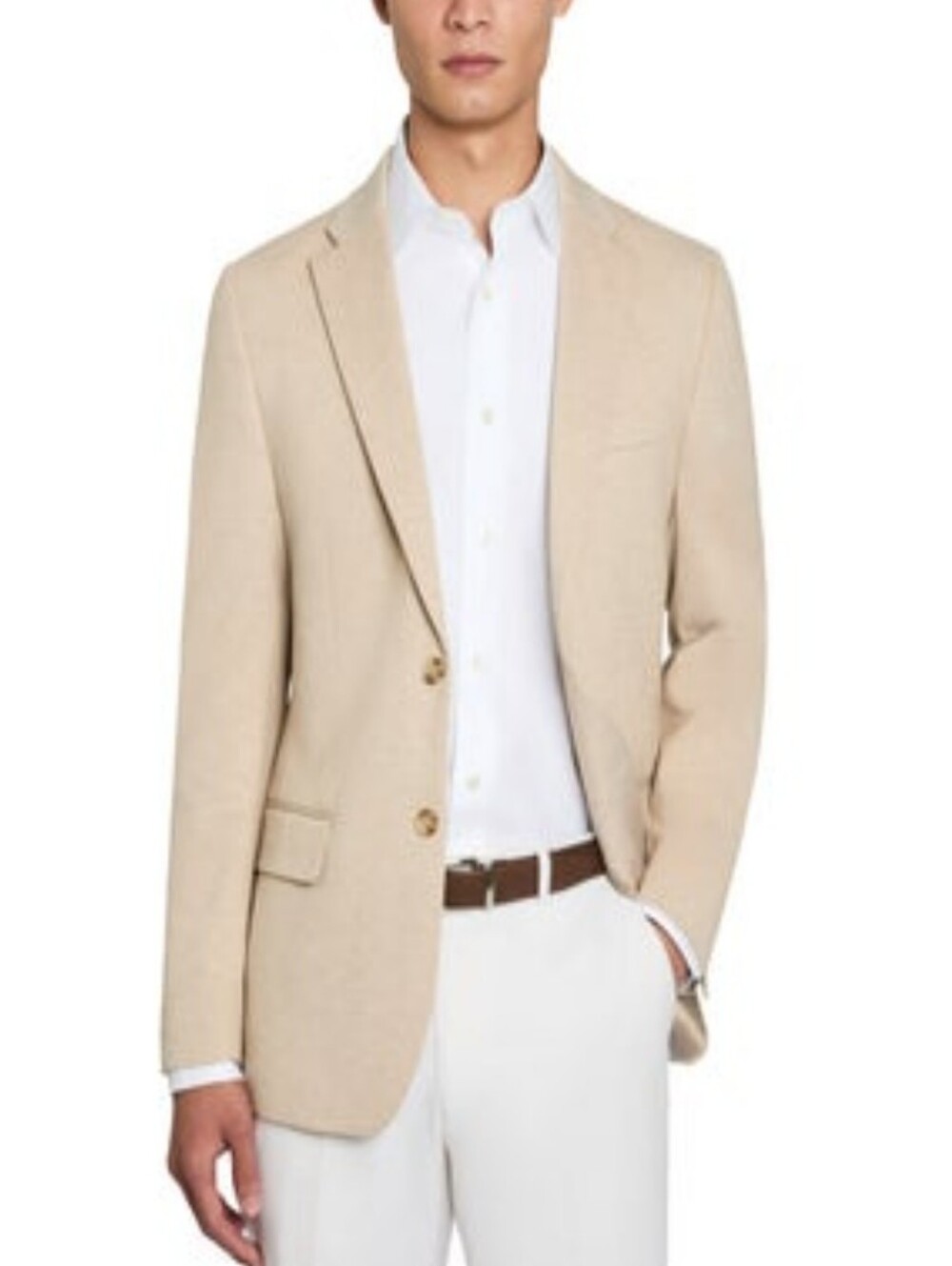 Men's Khaki Knit Suit Blazer - Kenneth Cole - L